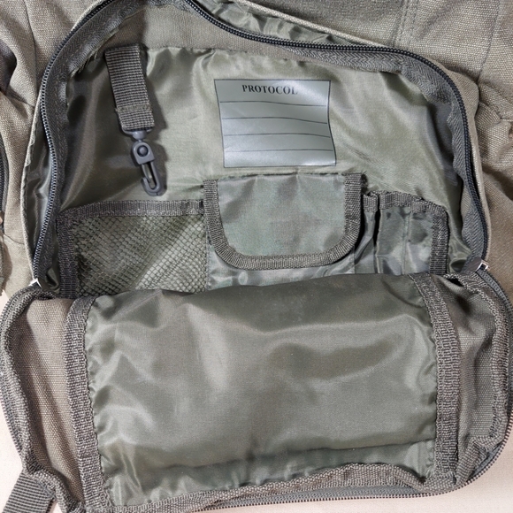 PROTOCOL GEAR BACKPACK - GRAY / STURDY / CANVAS / 13"W x 17"H x 6"D / 6 POCKET - Picture 3 of 9
